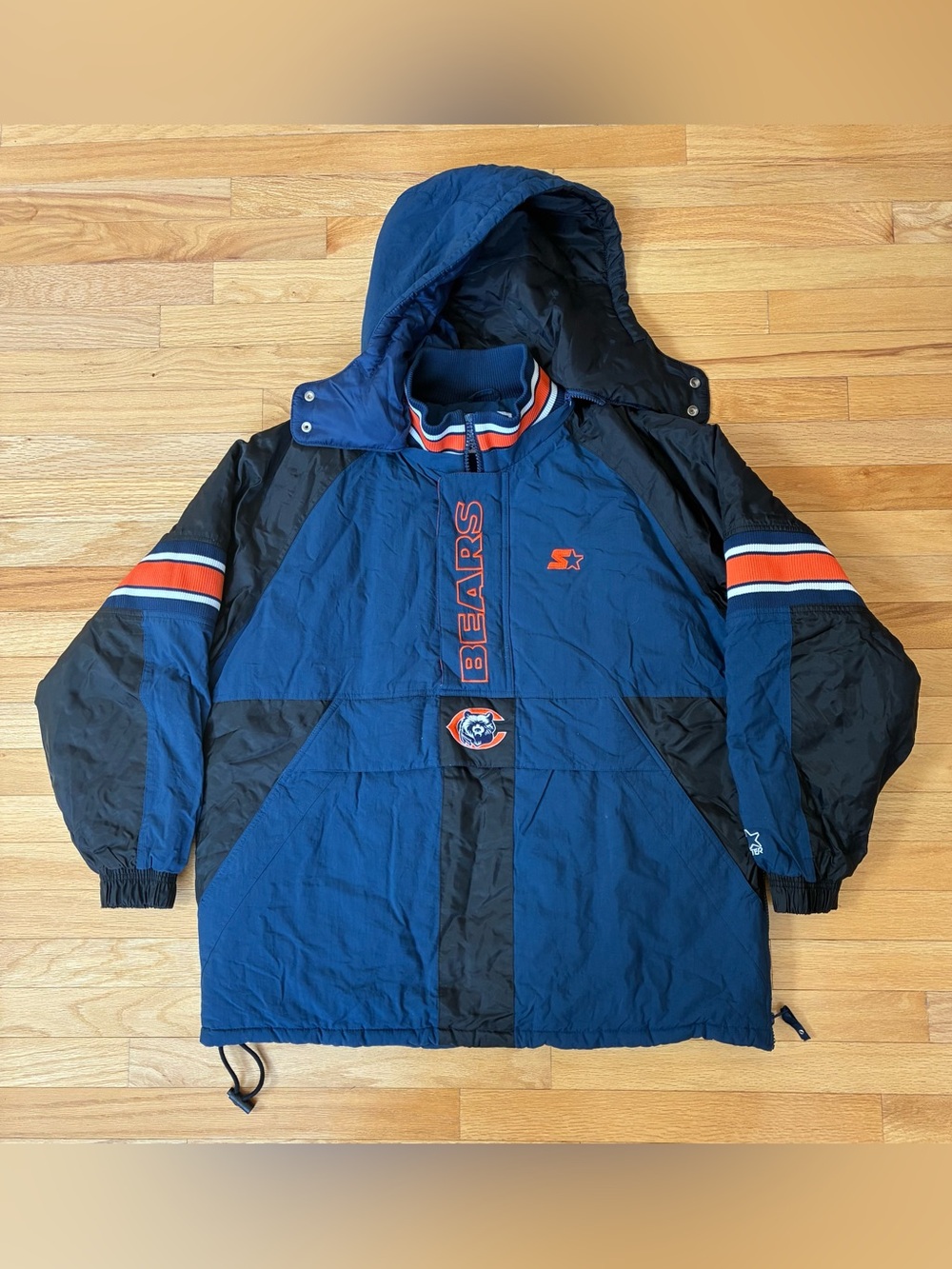 Chicago Bears Starter Pullover Jacket NFL Coat with Removable Hood Men’s Size L